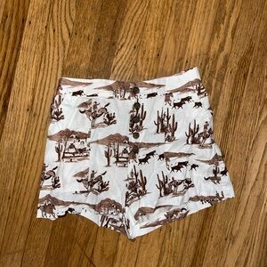 New Reformation Western Cowboy Print Button Newport Linen Shorts | 4
